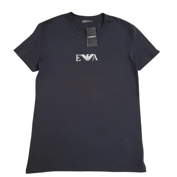 Emporio Armani Black Y2k Cotton Double Stitch T-Shirt Uk Women's Size L Bnwt