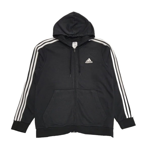 Adidas Black Drawstring Zipped Sweatshirt Hoodie UK Men's L K792