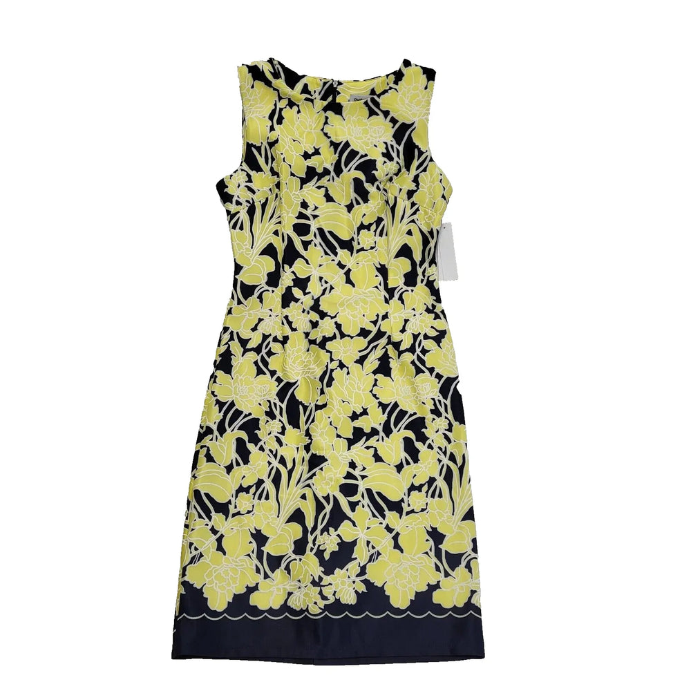 Shelby & Palmer Navy Yellow Bodycon Smart Formal Dress UK Women's XS L321