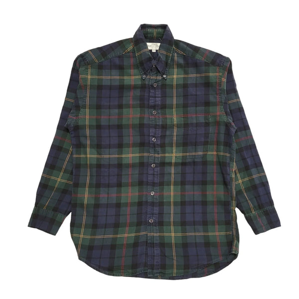 Marks & Spencer Vintage 90s Blue Green Check Long Sleeve Shirt Uk Men's Size S