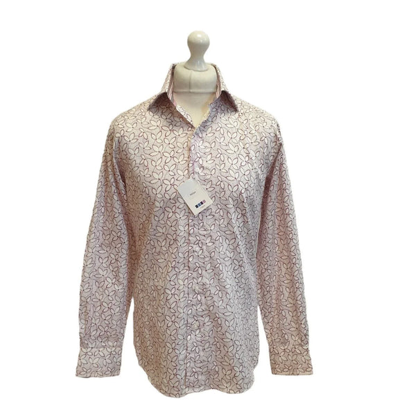 TM Lewin Purple White Floral Slim Long Sleeve Shirt Uk Men's M Eu 50 Bnwt G77