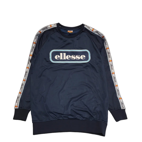Ellesse Blue Sweatshirt Popper Sleeve Oversized Crew Neck Womens UK M BB72