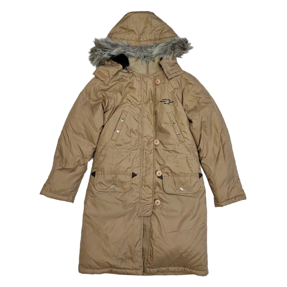 Polo Jeans Sand Zip & Snap Hooded Raincoat Women's UK 8 S eu 36 H391