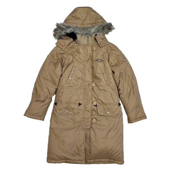 Polo Jeans Sand Zip & Snap Hooded Raincoat Women's UK 8 S eu 36 H391