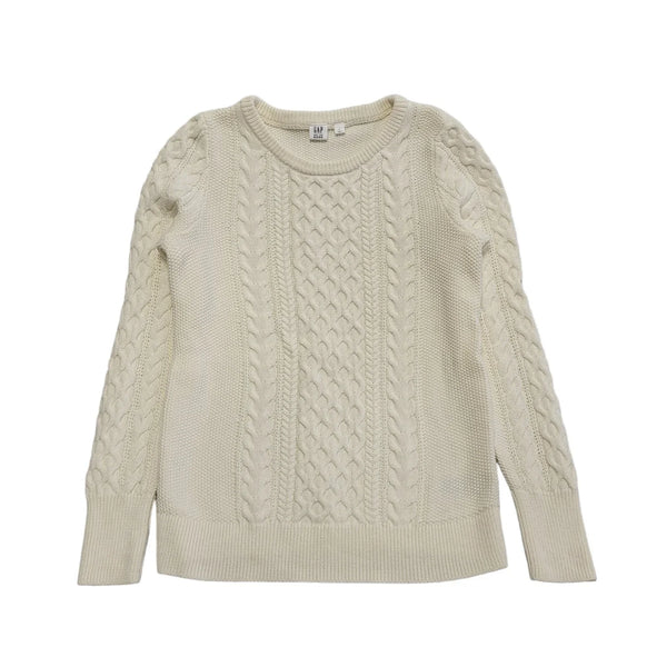 Gap White Cable Knit Round Neck Jumper Uk Women's Size Medium DD506