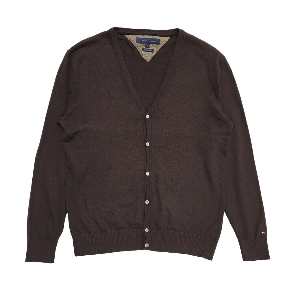 Tommy Hilfiger Brown Button Tight Knit Wool Cardigan Uk Men's Size M L613