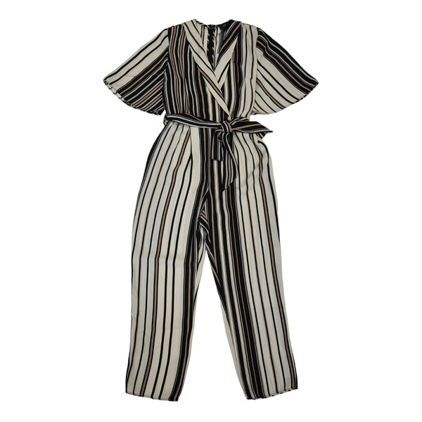 River Island Beige Black Wrap Tied Jumpsuit Women's Uk S 8 Bnwt H285