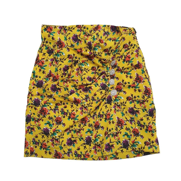 Zara Yellow Purple Floral Skirt Uk Women's XS W24 Eu 34 Bnwt G50
