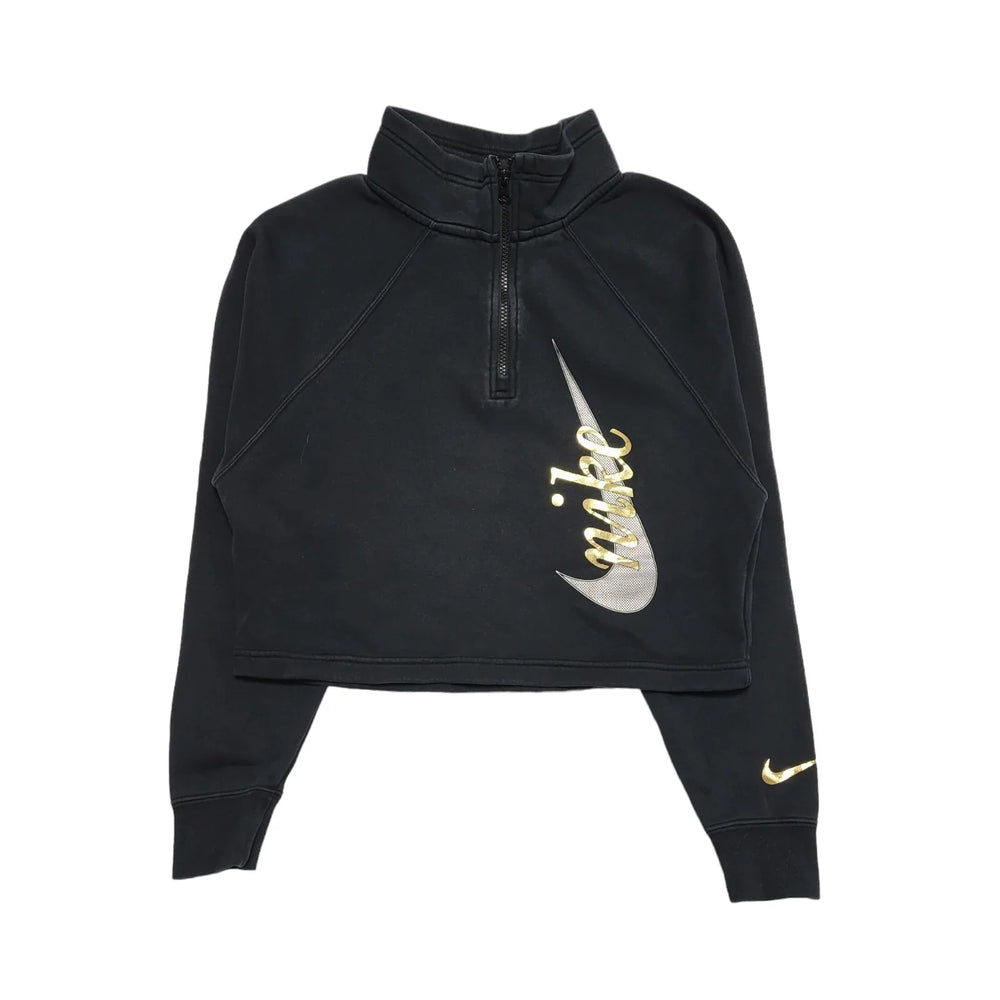 Nike Black 1/4 Zip Cropped Sports Sweatshirt Women's uk xS H507