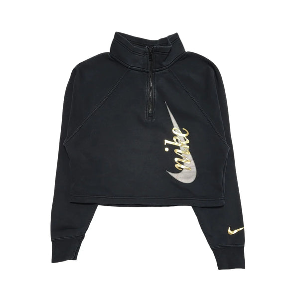 Nike Black 1/4 Zip Cropped Sports Sweatshirt Women's uk xS H507
