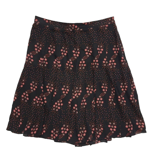 Brooks Bros Floral Skirt Black Pink Zip Back Uk Women's Size 10/12 W28-30 L78