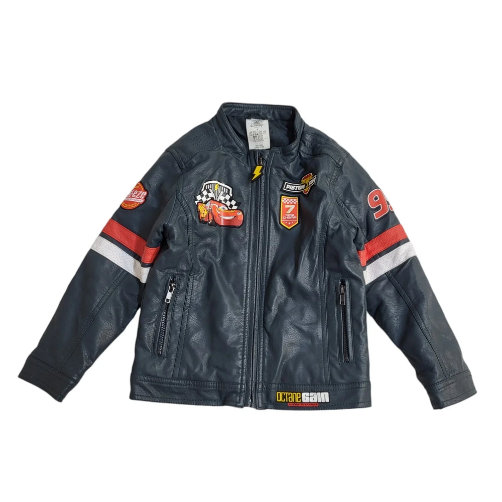 Disney Grey Vintage Zipped Leather Jacket Uk Boy's Age 4 EE890