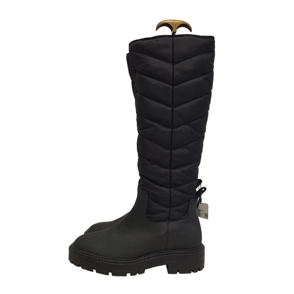 Zara Black Quilted Airfit Insole Foam Boots Uk 4 Eu 37 BNWOB