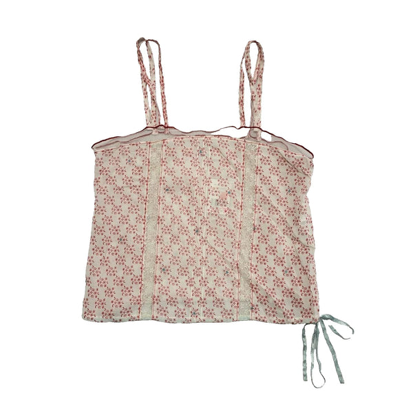 Kookai Vintage Y2K White & Red Floral Lace Gypsy Top BNWT UK Size 10