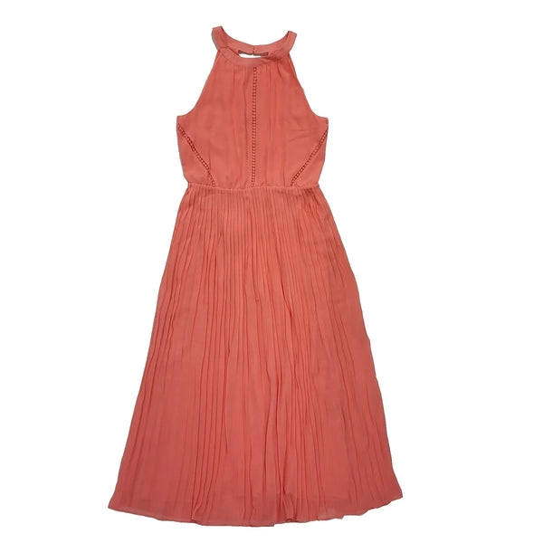 Oasis Coral Pleated Evening Belted Maxi Dress BNWT UK XL 16 L334