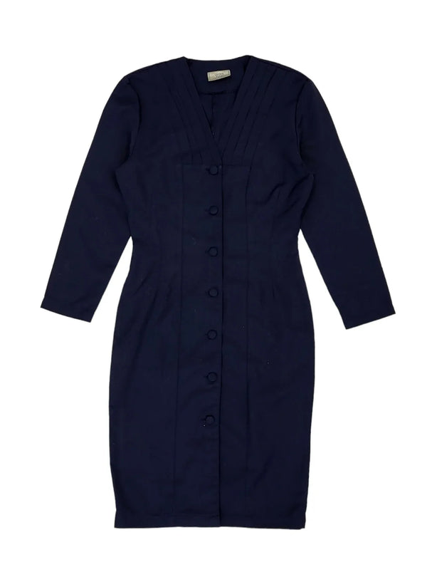 90s Vintage Charlotte Halton Buttoned Slim Fit Daywear Dress Women's Size 12