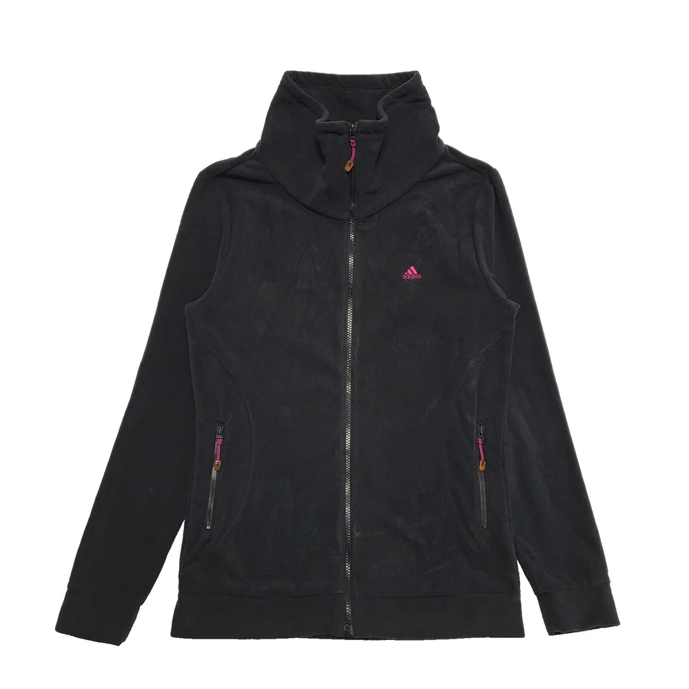 Adidas Black Long Sleeve Zip Fleece Sweatshirt UK Women's XL K779
