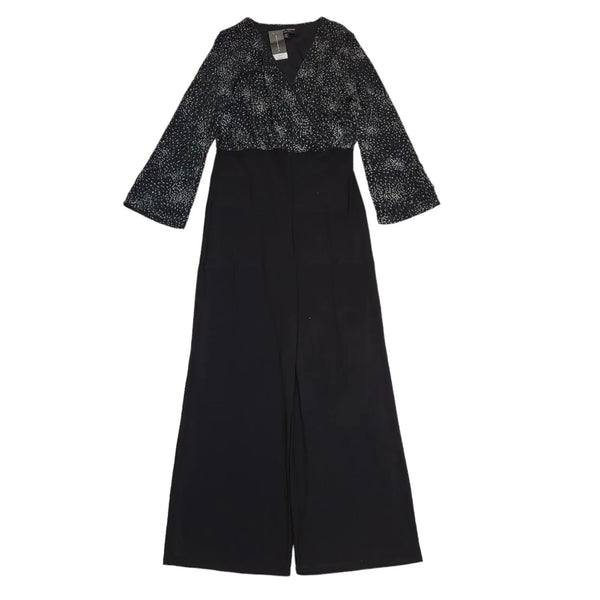 Dorothy Perkins Black Glitter Jumpsuit Uk Women's Size 8 Bnwt W26 L29 DD538