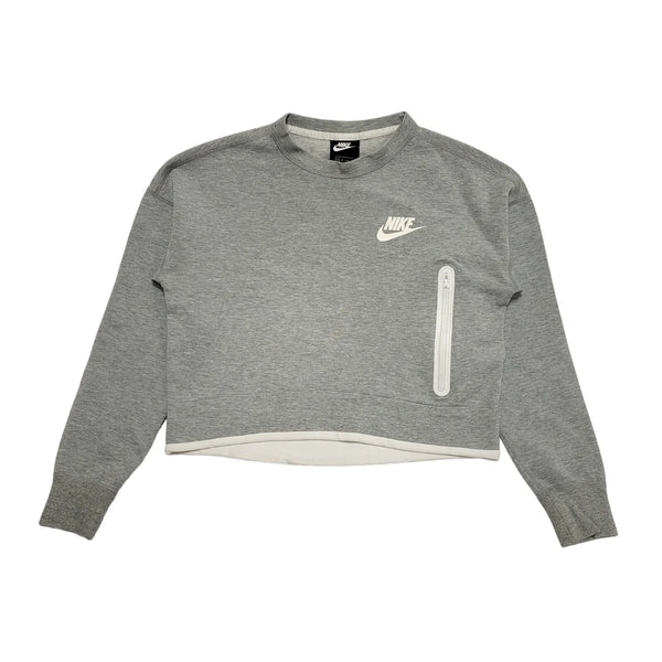 Nike Grey & White Cropped Round Neck Sports Sweatshirt Uk Women's Size XS CC232