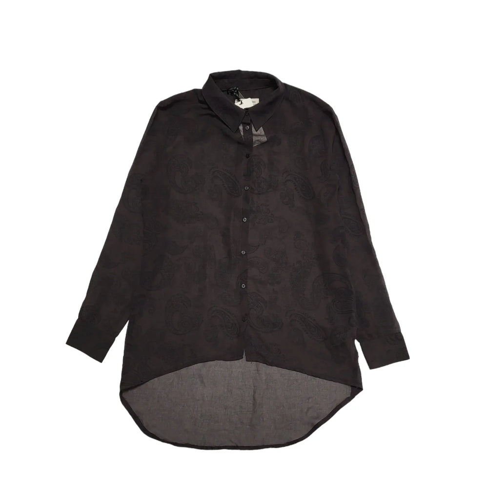 Zara Dark Purple Black Long Sleeve Blouse UK Women's XS Bnwt BB501