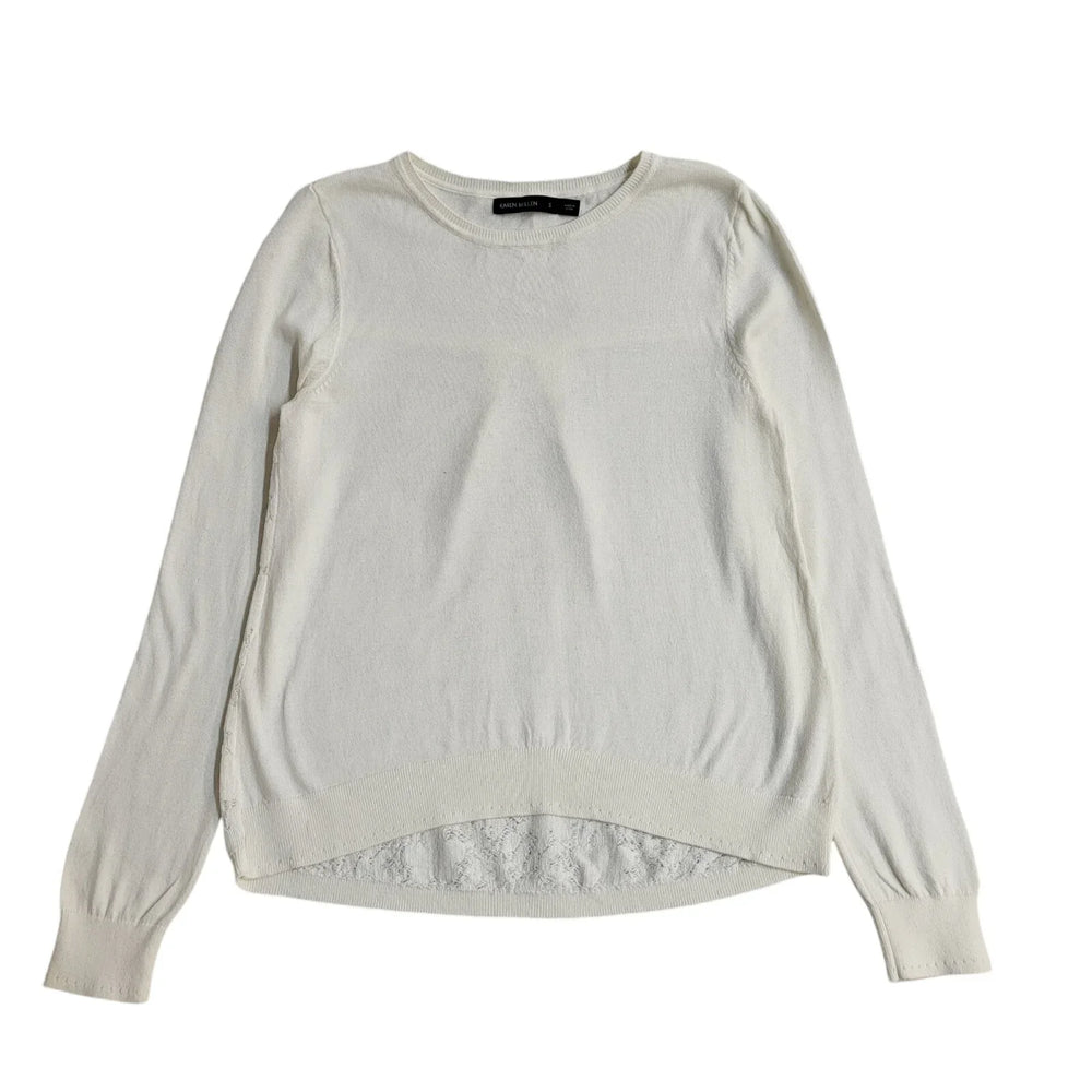 Karen Millen White Round Neck Jumper Uk Women's Size Small EE778