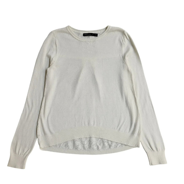 Karen Millen White Round Neck Jumper Uk Women's Size Small EE778