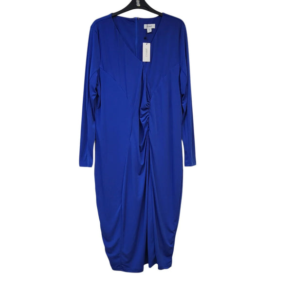 Coast Dress Blue Plus Drape Front Jersey Midi Dress UK Women's 20 L790