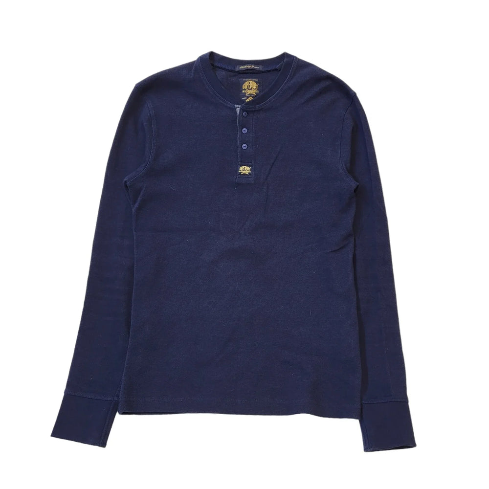 Superdry Navy Blue 1/4 Button Long Sleeve Jumper Men's Uk M eu 50 H412