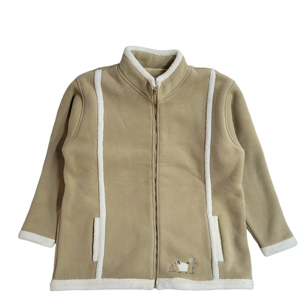 Edinburgh Woolen Mill Beige Vintage 90's Full Zip Coat UK Women's Size 18/20
