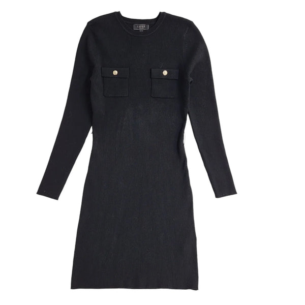 Lipsy London Black Long Sleeve Dress UK Women's Size 12 Bnwt EE695