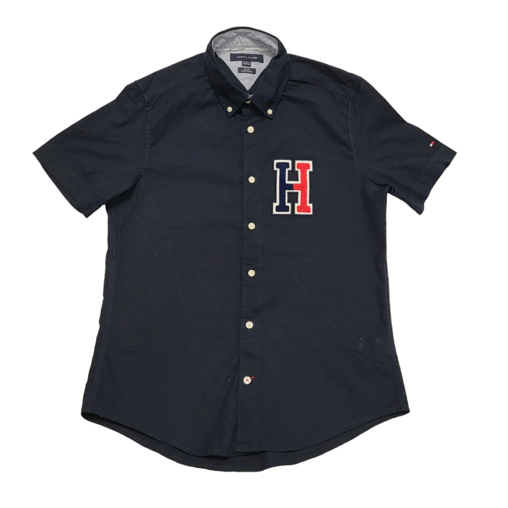 Tommy Hilfiger Blue Short Sleeve Slim Fit Shirt Men's UK S CC283