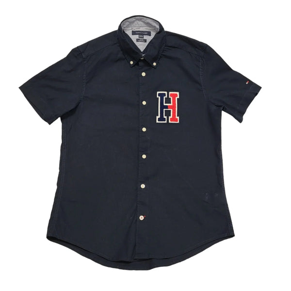 Tommy Hilfiger Blue Short Sleeve Slim Fit Shirt Men's UK S CC283
