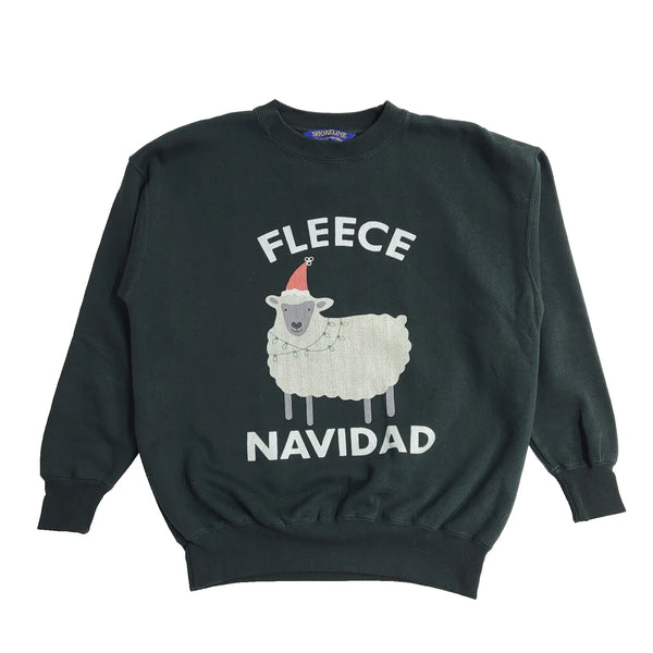 Shoreline Green Vintage 90s Fleece Navidad Sweatshirt UK Men's Size L
