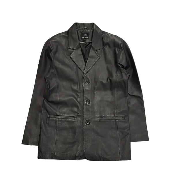 Matinee Black Button Leather Jacket UK Men's Large BB702