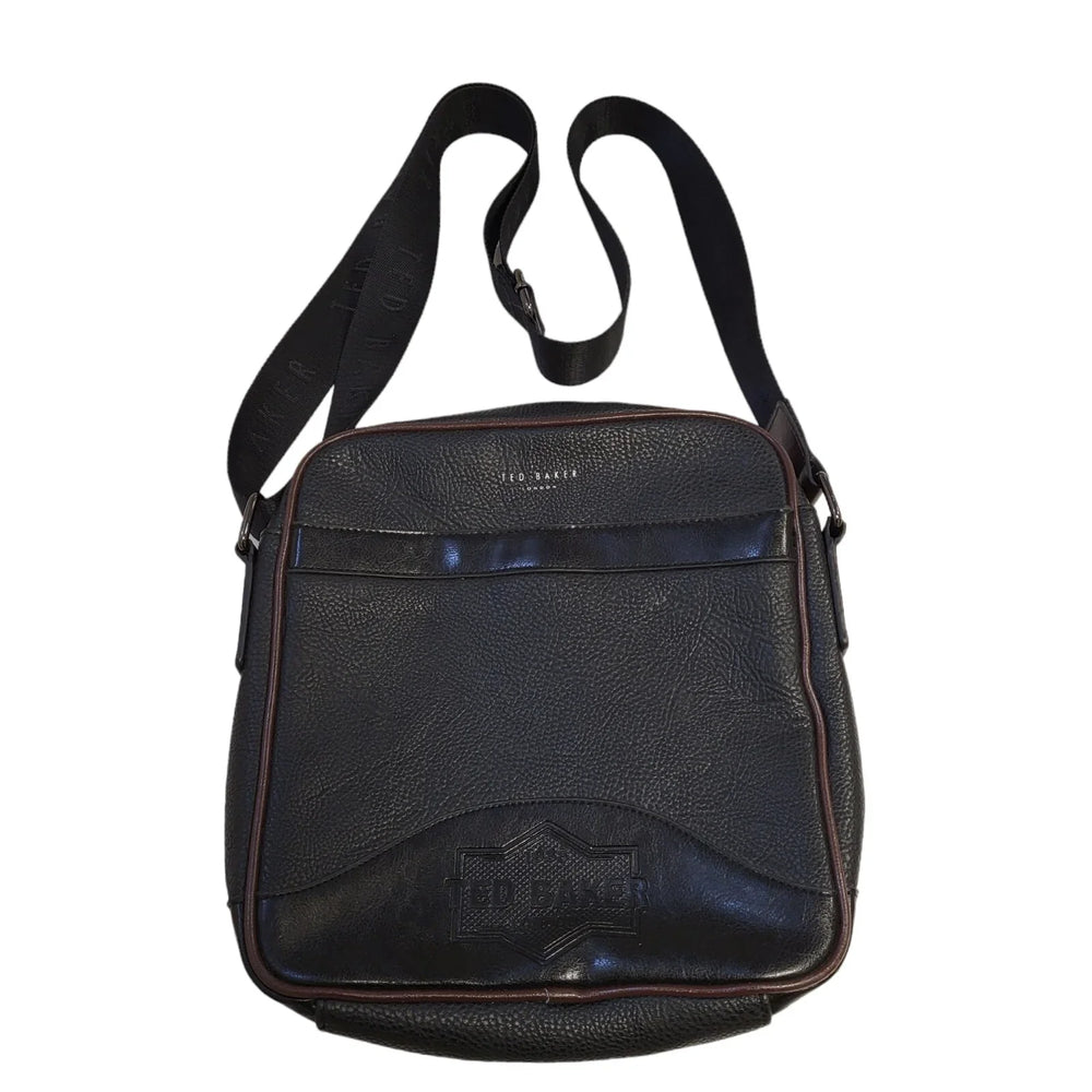 Ted Baker Black Brown Messenger Cross Body Bag 12"x 12"
