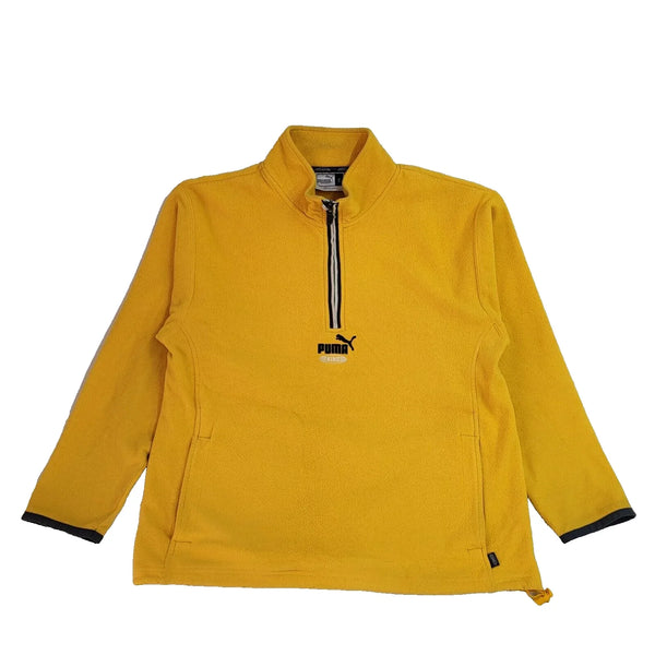 Puma Vintage 90's Yellow 1/4 Zip Fleece Base Layer Uk Men's UK Size Small