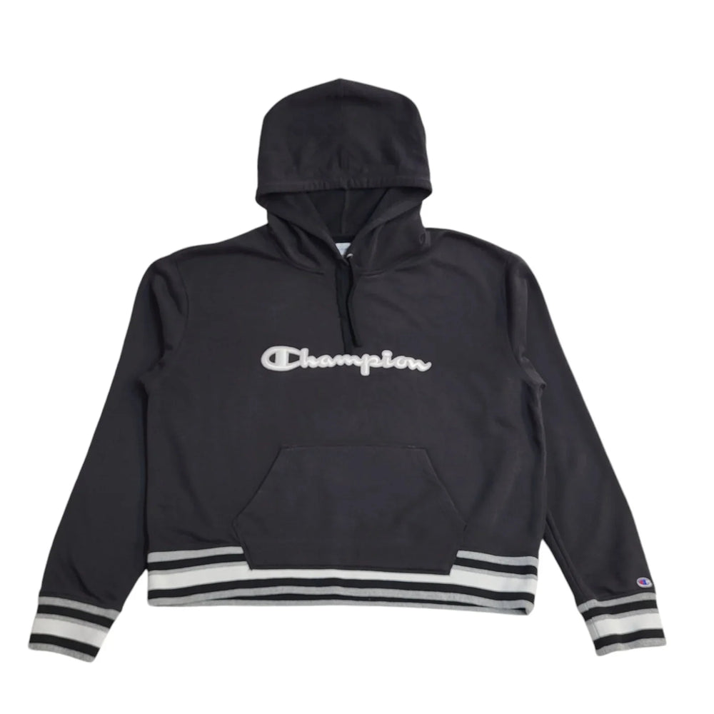 Champion Y2K Black Drawstring Sports Hoodie UK Women's Size XXL