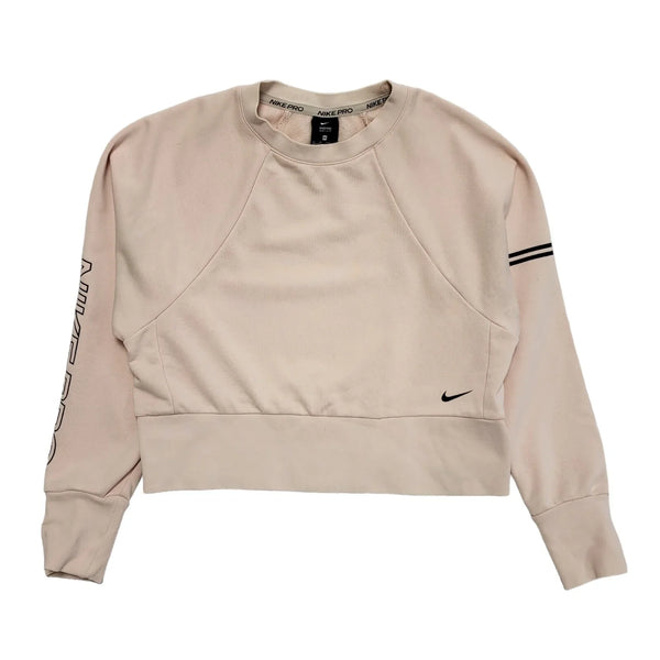 Nike Pro Dri-Fit Pink Round Neck Cropped Sweatshirt Uk Women's Size XS DD949