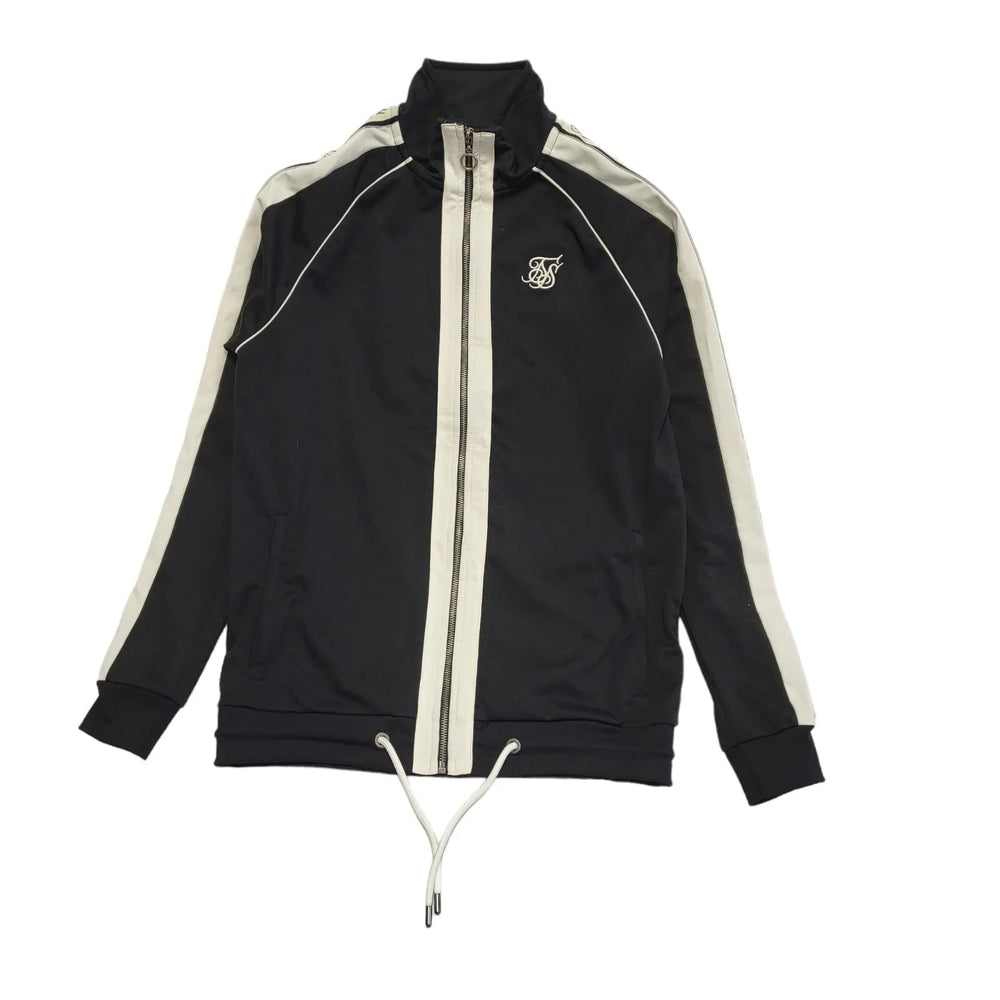 SikSilk Black & Beige Tracksuit Top/Jacket High Neck Full Zip Mens UK M CC580