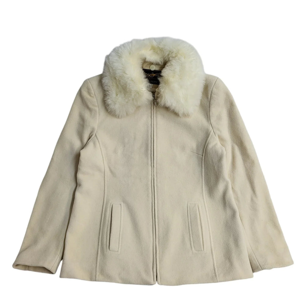 David Barry Vintage 90's Cream Faux Fur Coat UK Women's Size 16