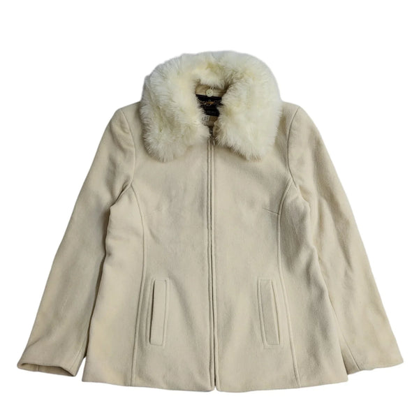 David Barry Vintage 90's Cream Faux Fur Coat UK Women's Size 16