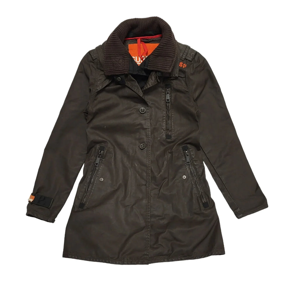 Superdry Brown Collared Snap Fasten Jacket UK Women's S 8 K554