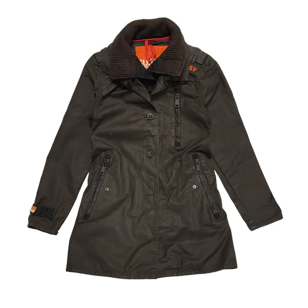 Superdry Brown Collared Snap Fasten Jacket UK Women's S 8 K554