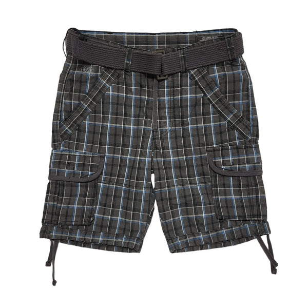 Jack& Jones Grey & Blue Check Zipped Casual Shorts Uk Men's S W30 Bnwt DD770