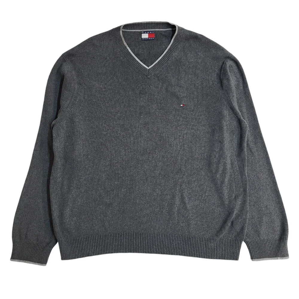 Tommy Hilfiger Grey V-Neck Jumper UK Men's Size XL EE793