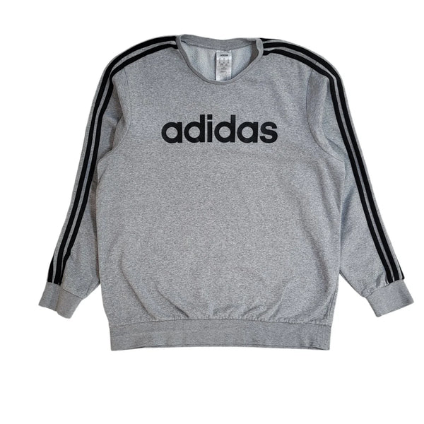 Adidas Sports Sweatshirt Grey Crew Neck 90's Vintage UK Men's Size XL