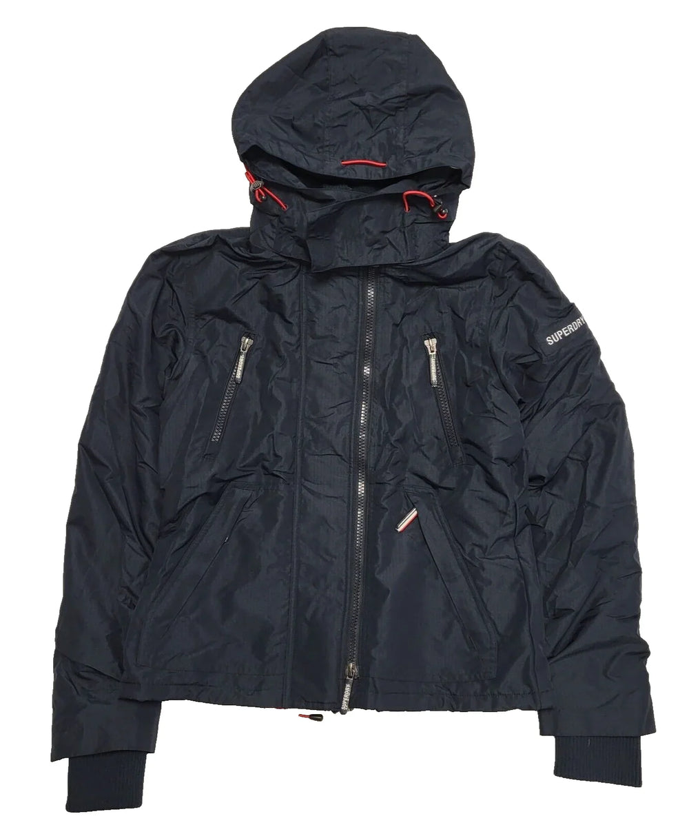 Superdry Hooded Jacket Navy Blue Triple Zip Women's UK 10 M BNWT L238