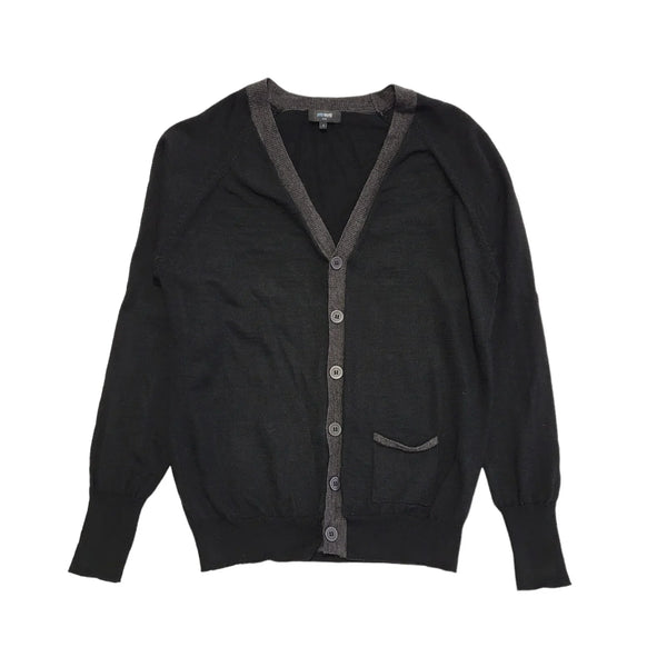 Peter Werth Black & Grey Button Up V-Neck Cardigan Mens UK M CC581