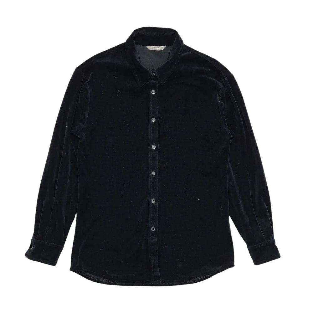 Marks and Spencer 90s Vintage Black Velour Long Sleeve Shirt Womens Size 10
