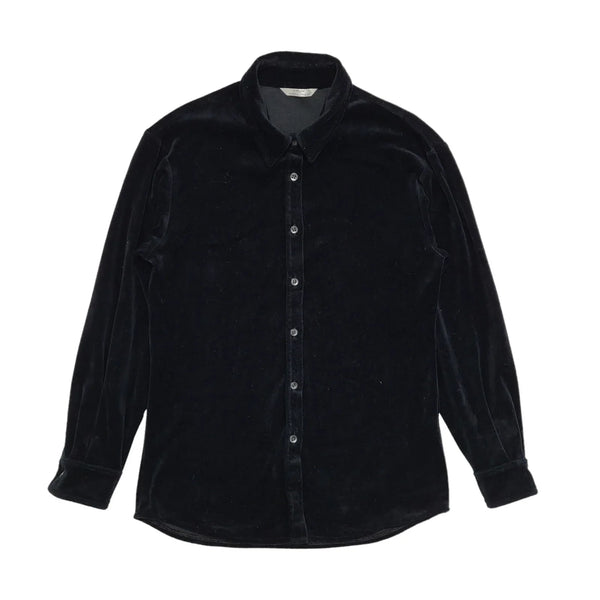 Marks and Spencer 90s Vintage Black Velour Long Sleeve Shirt Womens Size 10